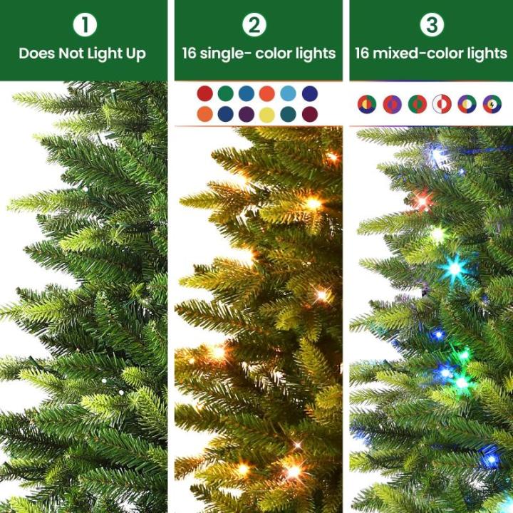 Kunstkerstboom van 210 cm met RGB-ledverlichting, afstandsbediening en realistische dennenlook, perfecte kerstdecoratie voor binnenruimtes, ideaal voor een feestelijke stemming