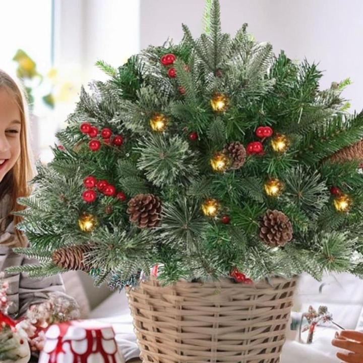 Weihnachtspflanzgefäßfüller, 40 cm künstlicher Weihnachtspflanzgefäßfüller mit Lichtern, künstlicher beleuchteter Weihnachtspflanzgefäßfüller, Weihnachtsfest-Weihnachtsd
