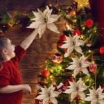 6pcs Poinsettia Blumen künstlich 11 Zoll lebensee Weihnachtsblumen weiche künstliche Blumen mit Glitzerpulver für Weihnachten Neujahrsfeierdekorationen, leichte Gold, Weihnachts