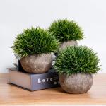 Kunstmatige grasplanten in pot - klein groen pak van 6, decoratie voor thuis en op kantoor, desktop, vensterbank, bonsai, indoor cadeau voor bruiloft, verjaardag, Kerstmis