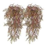 2 stuks , hangende hangplanten, kunstmatige hangplant, kunstmatige klimopslinger voor slaapkamer, keuken, woonkamer, badkamer, balkon, kantoor, vensterbank, rood