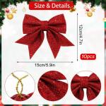 10 stuks rode strikken Kerstmis glitter kerstboom strikken kerstboomversiering voor familiefeesten feestdecoratie voor Kerstmis vakantie bruiloft feesten
