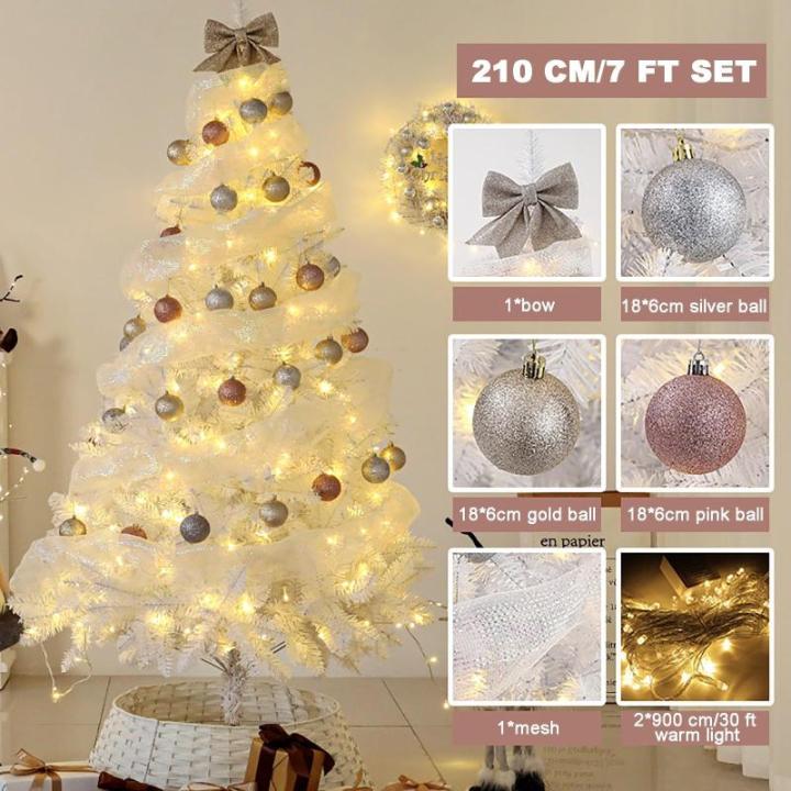 Künstlicher Weihnachtsbaum Weißer Weihnachtsbaum Fichte Tannenbaum Künstlich mit Stabilem Metallständer, Christmas Tree für Festliche Weihnachtsdekoration(210CM/7FT)