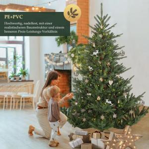 Kunstkerstboom 210 cm met natuurgetrouwe spuitgietelementen, snelle montage door klapscherm, kunstkerstboom (diameter ca. 150 cm, extra groot)
