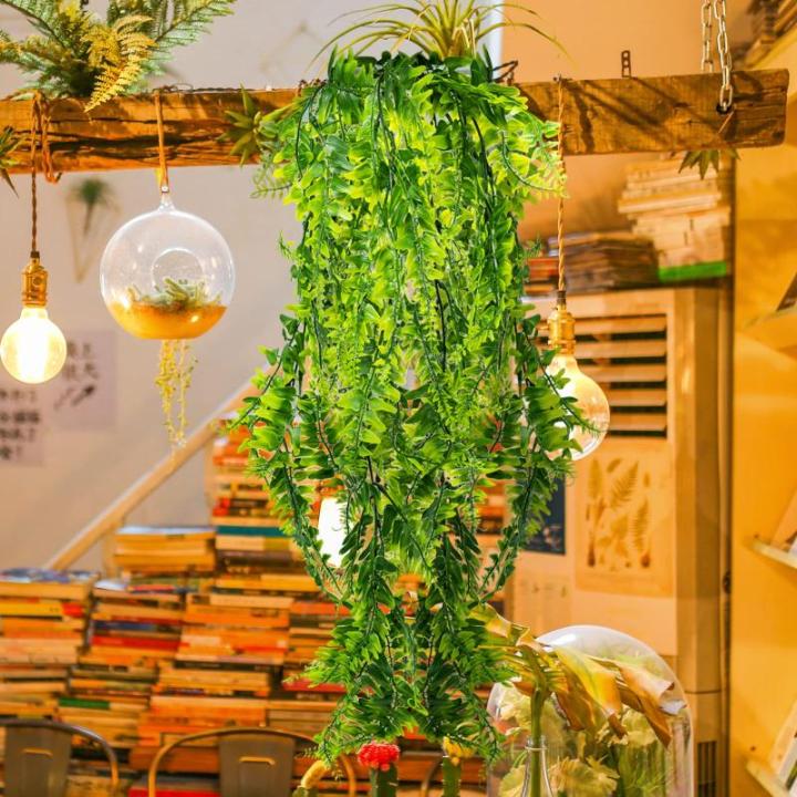 met varen, voor binnen en buiten, hangend, groene woondecoratie, kunstwijnstok, voor woonkamer en tuin, slaapkamer, boerderij, 2 stuks