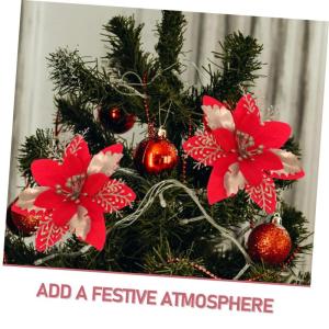 6 Stück Seidentuch Weihnachtsbaumdekoration Rote Ornamente Weihnachtsdekoration PVC Weihnachtsblumenkopf