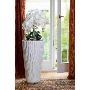 Bloempot, kunstmatige orchidee, vlinder, textiel, zeer groot, 140 cm, XXL, decoratie, ziet eruit als echt elegant, pot wit/witte orchideeën