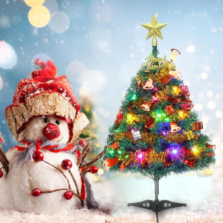 24 inch tafelblad kerstboom, miniatuur dennenkerstboom met hangende ornamenten, kerstdecoratie boomdecor