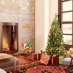 Kunstkerstboom met verlichting 180 cm dennenboom kunstgroen PVC, levensechte spuitgietelementen, edelspar snel op te bouwen, brandvertragend, incl. kerstboomstandaard (met LED)