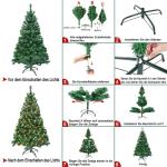 Kunstkerstboom met verlichting, 150 cm, pvc, kunstkerstboom met 180 leds en standaard, kunstkerstdecoratie, groen