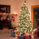 Nordmanntanne Kunstkerstboom, Levensechte Voorbehandelde Dennennaalden, Kerstboom met Handgemaakte Houten Standaard, Vakantie Decoratie voor Thuis en Winkel, 250 Warm Witte Lampjes