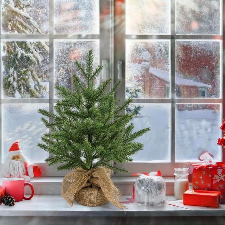 Mini-kunstkerstboom, 45 cm, kleine groene kerstboom, tafel, dennenboom, PE kerstboom voor kerstdecoratie