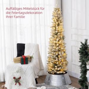 Kunstkerstboom, 180 cm, met 150 ledlampen, 329 takken, vlamvertragend, voor kerstfeest, binnen, groen + wit