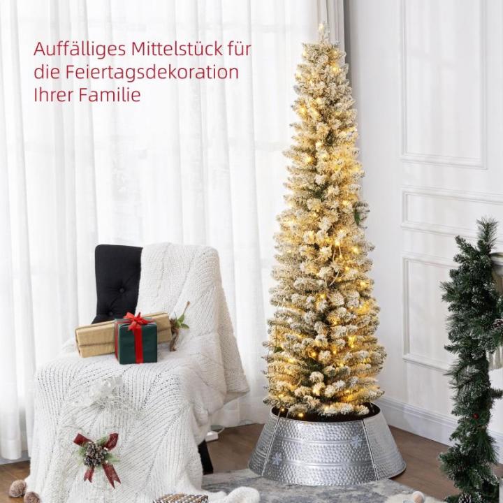 Kunstkerstboom, 180 cm, met 150 ledlampen, 329 takken, vlamvertragend, voor kerstfeest, binnen, groen + wit