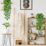 3 stuks kunstmatige hangplanten, 100 cm, , hangende klimop, zoals echte plastic planten, kunststof, groene plant, balkonplanten, nepwijnstok voor buiten, tuin, balkon