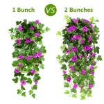 2 stuks kunstmatige blauweregen wijnstok kunstmatige hangende bloemen nepplanten voor tuin hek balkon buiten binnen decoratie (paars bloemgroen, 90 cm)
