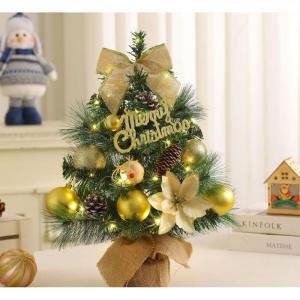 Kleiner Weihnachtsbaum mit Beleuchtung Mini Weihnachtsbaum Klein Geschmückt LED Tisch Tannenbaum Künstlich Klein mit Lichterkette Weihnachtsbäume mit Weihnachtsdeko DIY Tischdek