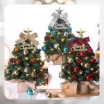 Mini-kerstboom Kleine kerstboom met verlichting, led, tafelkerstboom, klein, kunstmatig versierd voor kerstdecoratie, 40 cm (rood met goud)