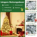 Kunstkerstboom met verlichting, 180 cm, 260 warmwitte leds, dennenboom met sneeuw en metalen standaard, sneeuwbedekt, wit