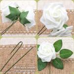 25 stuks kunstmatige witte rozen, boxset, bloemenschuimrozen, nepbloemendecoratie voor taartdecoratie, bruiloft, bloemstukken, verjaardagsdecoratie