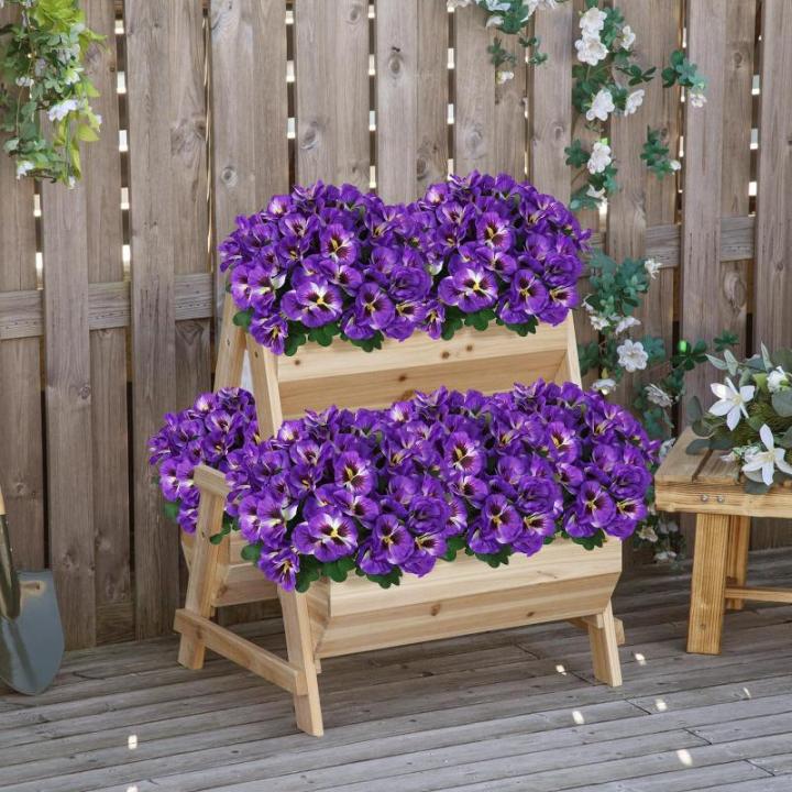 10 bundels kunstbloemen zoals echt balkon, kunstbloemen, buiten, uv-bestendig, weerbestendig, kunstbalkonplanten, balkonbloemen voor huis, vensterbank, bruiloft, decoratie (paars)