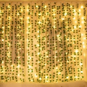 12 stuks kunstklimopslinger, hangende klimop met 200 ledlampen, voor bruiloft, feest, tuin, woning, balkon