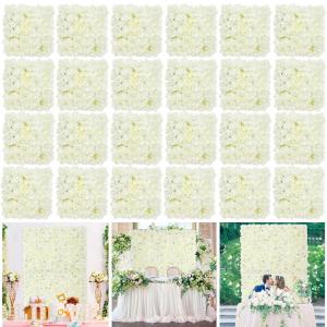 Künstlicher Blumen-Hintergrund, weiße Rose, 3D-Seidenblumen-Wandhintergrund, 1,5 x 2,3 m, Großpackung mit 24 Stück, Party-Mittelstücke, Fensterdekoration