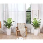 Kunstpflanzen Groß Areca Kunstpalme 90 cm im Topf Künstliche Pflanze Tropical Hawaii Grün Fake Plant für Schlafzimmer Büro Garten Hochzeit Party Deco (2 Stück)