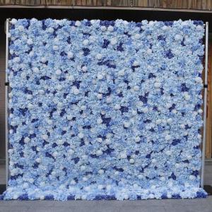 Blaue Und Weiße Blumenwandplatte, Künstliche Blumenwand, Wandblumen-Seidenrose, Blumenwandplatte, Verwendet Für Hochzeit, Gartenwand, Party, Kirchenwand, Bühnenhintergrund(2.4M
