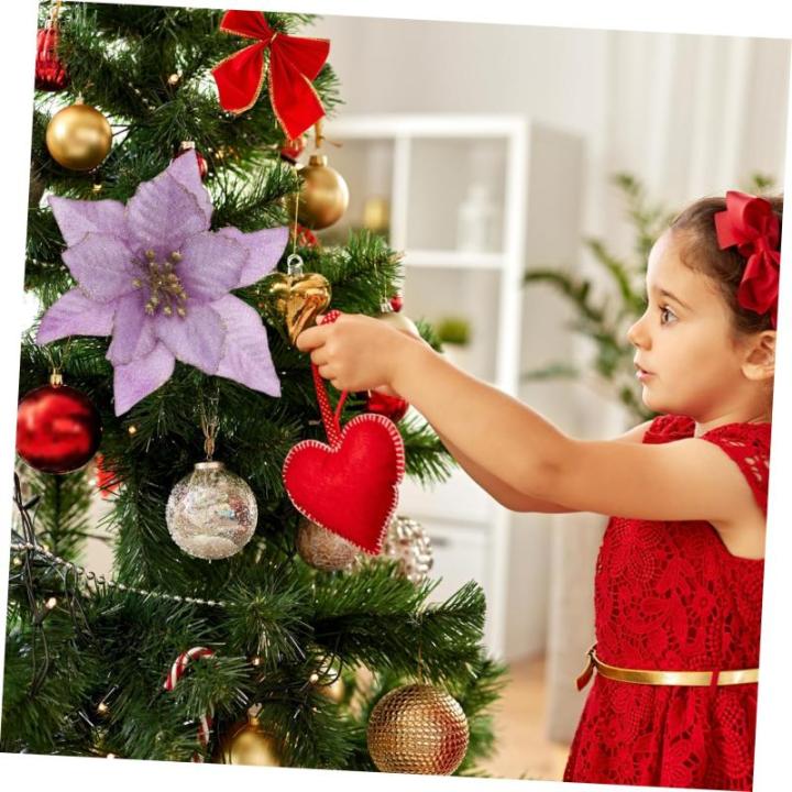 12St Doppelschicht kleine Weihnachtsblume künstliche weihnachtsblumen Blumendekor Weihnachten weihnachtsdeko künstliche blüten Weihnachtsbaumschmuck Party-Requisite Plastik Viol