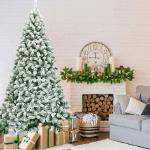 Kunstkerstboom met sneeuw, 135/180/225 cm, kerstboom met metalen standaard, kerstboom 400/928/1346 takken, pvc, kunstboom, kerstklapsysteem voor thuis, kantoor, winkels (225 cm)