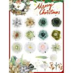 Kunstkerststerren, zijden bloemen, kunstrozen met stelen voor bruiloft, bruidsboeketten, tafeldecoratie, kerstdecoratie (goud, zilver en lichtgroen)