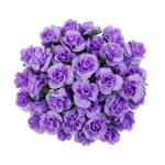Kunstbloemkoppen, 50 stuks, kunstbloemen, rozen, voor bruiloft, feest, decoratie, doe-het-zelf (diameter 4 cm, paars)