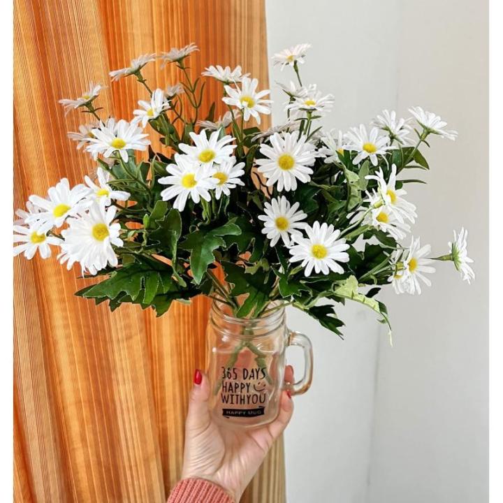 2 x witte margriet boeketten , kunstmatige witte madeliefjes boeket, faux madeliefje bos, margriet takken voor bloemenarrangement, bruiloft middelpunt decoraties