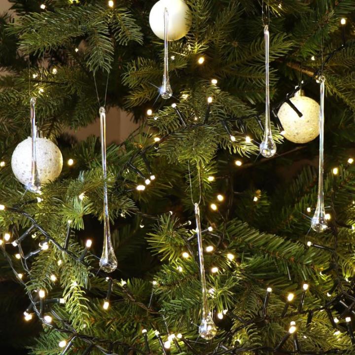 6x Kerstboom ijsdruppels - Kerstboomversiering voor de kerstboom - Kerstboomversiering - Kerstversiering (6x druppels - 3 maten)