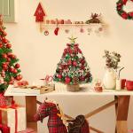 Mini-kerstboom, 45 cm, kleine kerstboom met verlichting, plastic kleine kunstkerstboom, kunstkerstboom met led-decoratie voor tafel, kerstdecoratie
