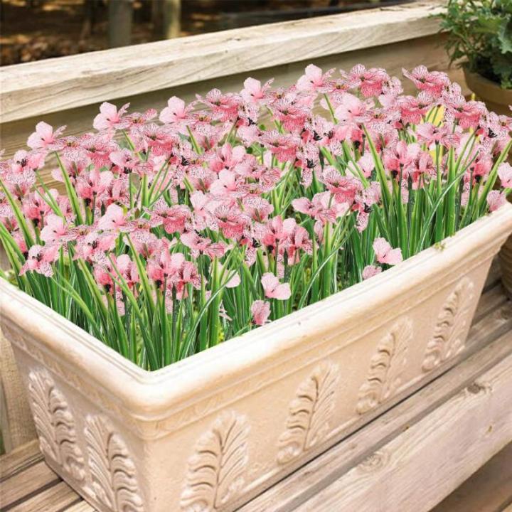 12Pcs Outdoor Nep Planten UV Bestand Outdoor Planten Plastic Faux Bloemen Planten Bulk Voor Indoor Outdoor Opknoping Planter Tuin Venster Doos Thuis Bruiloft Decor