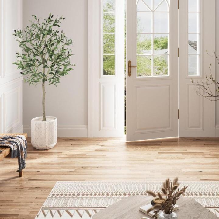 Olijfboom, kunstplant, 120 cm, grote kunstolijfboom, kunstboom, ziet eruit als echt voor woonkamer, slaapkamer, kantoor, decoratie