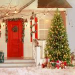 Kunstkerstboom met verlichting 210 cm dennenboom kunstgroen PVC, levensechte spuitgietelementen, edelspar snel op te bouwen, brandvertragend, incl. kerstboomstandaard (met led)