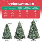 arivoo Binja Opvouwbare kerstboom, versierd met 800 takken, 37 dennenappels, 24 bessen en standaard, buigbare pvc-punten met sneeuwvlokken, moeilijk ontvlambaar (H180 cm)