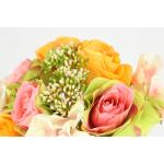 Kunstrozenboeket met hortensia, boeket, kunstbloemenboeket, zijden bloemen, boeket, hortensia-boeket, rozen, kunstbloemen, bruiloft, wit/roze/oranje