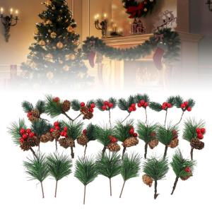 Künstliche Kiefernpflücker, Festliche Weihnachten, Dekorative Beeren, Tannenzapfen, Zweige