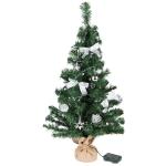 Kunstkerstboom, 75 cm, versierd met ballen, sterren, dennenappels, strikken, slinger, en een lichtkettting met 20 ledlichtjes, 1 batterij