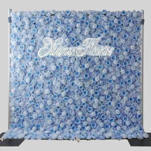Blaue Rosen-Blumen-Wand-Rosen-Panel-Set, Künstliche Wand-Blumen-Hintergrund, 3D-Seiden-Hortensien-Rosen-Blumen-Panel Für Foto-Hintergrund(6.56ftx6.56ft)