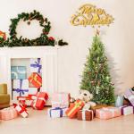 Künstlicher Weihnachtsbaum 180cm, Tannenbaum mit Holzständer, PVC+PE Christbaum Weihnachtsbaum inkl. 950 Spitzen, für Weihnachtsdeko Mehrweg