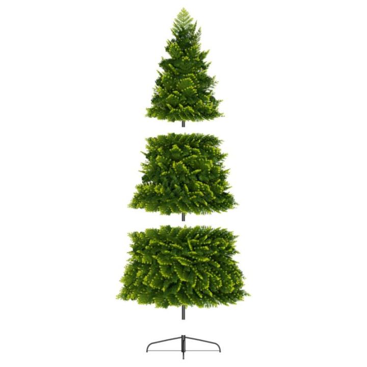 Kunstkerstboom met verlichting, 210 cm, PVC/PE, natuurgetrouw met kleurrijke led en metalen houder, kerstboom, kerstdecoratie