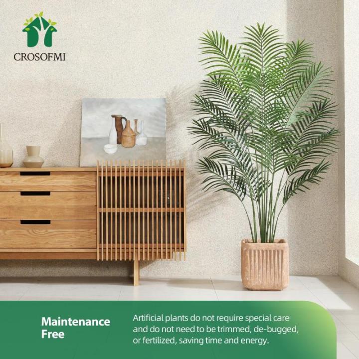 Künstliche Pflanze Palmen 150 cm Kunstpflanze Plastik Groß Areca Palme im Topf Wohnzimmer Balkon Schlafzimmer Grün Deko (2 Pack)
