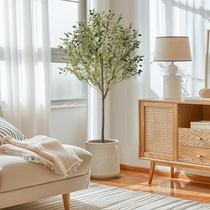 Olijfboom, kunstplant, 150 cm, grote zoals een echte kunstolijfboom, met pot, voor binnen, thuis, slaapkamer, kantoor, tuin, bruiloft, party, decoratie (1 stuks)