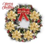 GL-Turelfies 12 STK. Glitzer Weihnachtsblumen (15cm/5,9'') mit 12 STK. Clips Künstliche Weihnachtsstern Blumen Weihnachtsbaum Blumenschmuck Weihnachtsbaum Ornamente (Gold)