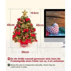 Mini-kerstboom met 30 warmwitte leds, 8 lichtmodi, dennenboom met sterpiek, decoratieve batterij, 40 cm, met afstandsbediening (herbruikbaar)